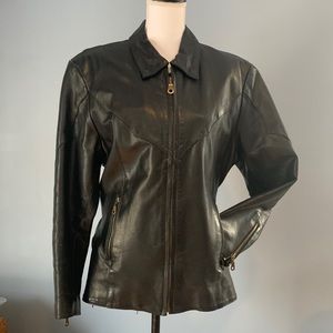 Mega Force Woman’s Leather Moto Cowboy Jacket Size 14 Excellent Condition